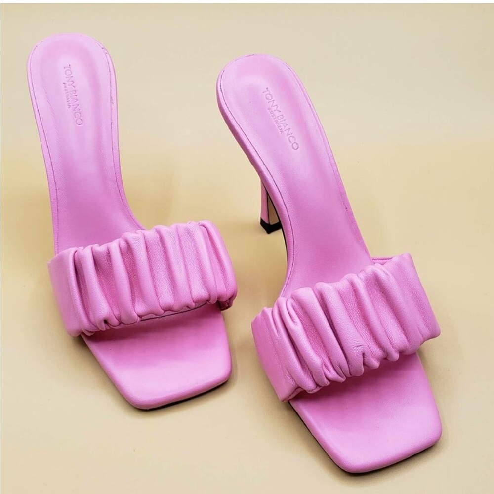 TONY BIANCO Fara Mules Musk Napa Pink Women's Size 7.5 Barbie Pink